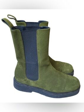 STAUD Palamino Olive Green Suede Chelsea Boots Size 7.5 US 38 EUR